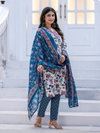 White Colour Rayon Print With Thread Work Kurti With Pant Dupatta Aaradhna 2028 Online Wholesale